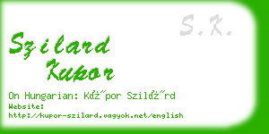 szilard kupor business card